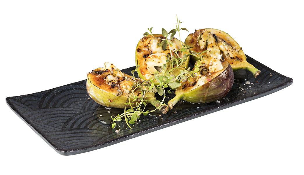 Tablett DARK WAVE, Melamin, 23 x 10,5 cm, H: 1,5 cm, innen: Dekor, außen: schwarz