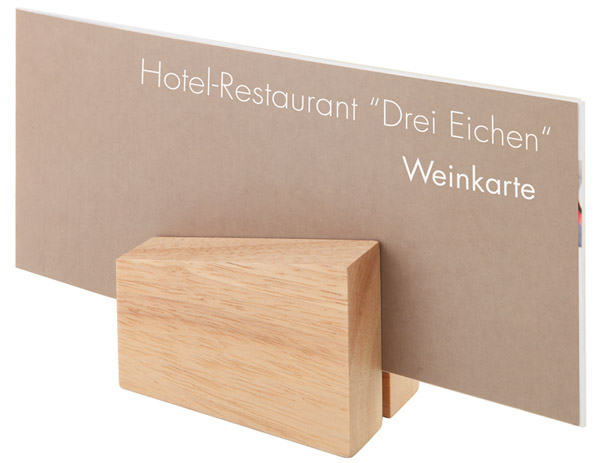 Kartenhalter 2er Set, 8,5 x 6 cm, H: 4,5 / 8,5 cm, Holz, senkrecht und waagerecht
