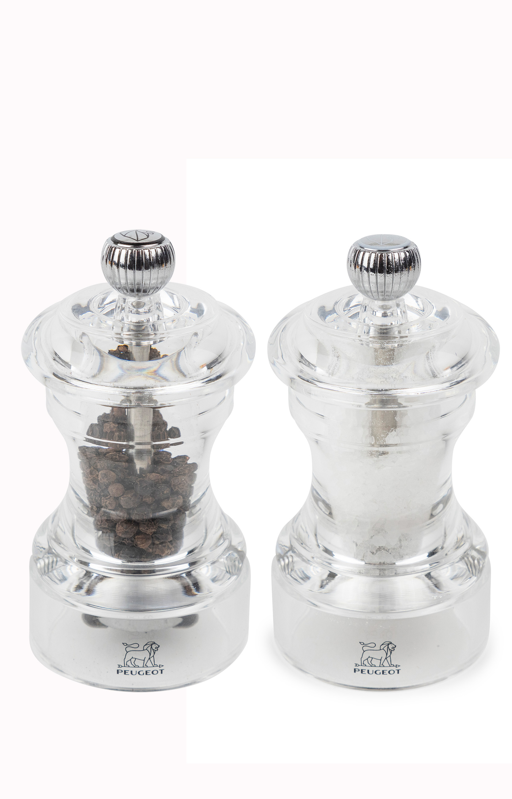 Peugeot : Bistro Duo  - Pfeffer- und Salzmühle, manuelle Acryl-Mühle, Größe: 10 cm, Farbe: acryl