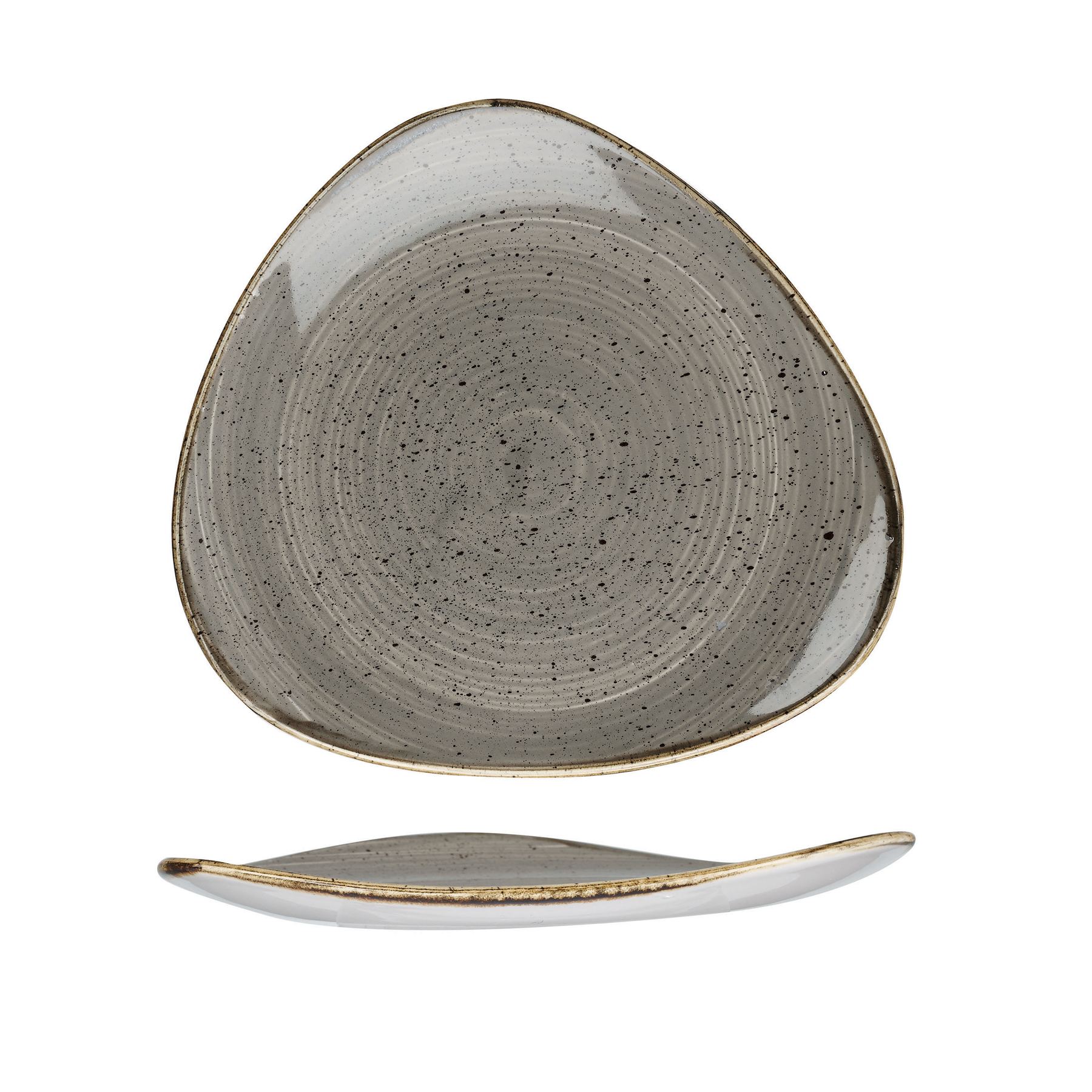 Churchill, Stonecast : Peppercorn Grey - Teller flach dreieckig, 31,1 cm