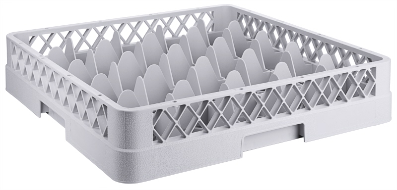 Gläserspülkorb GLAS/TASSE, graues PP, 25 Fächer, Glas: H: 8 cm und D: 9 cm