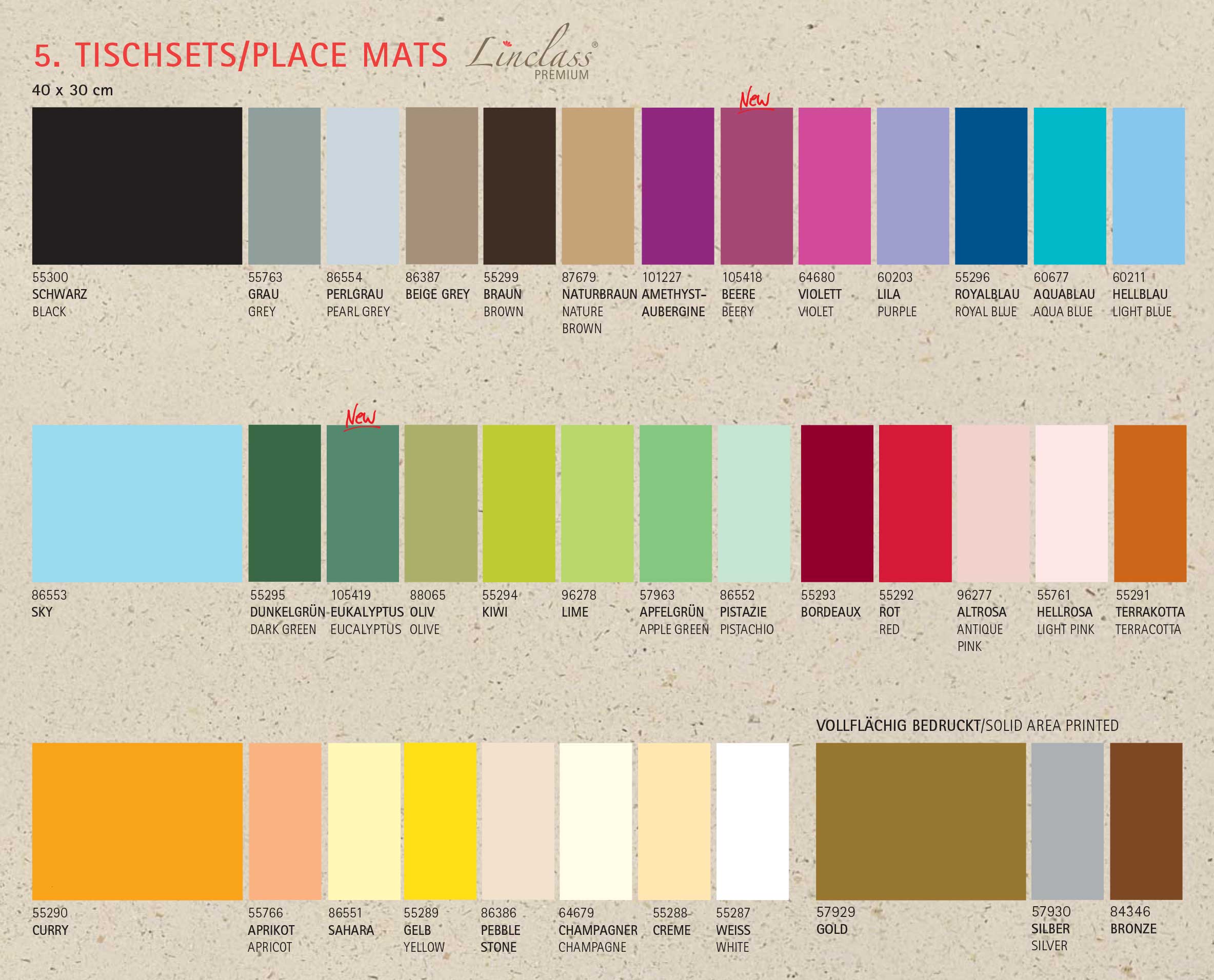 Tischsets - BASIC UNI Linclass-Premium 40 x 30 cm