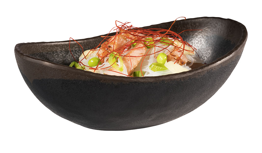 Schale MARONE 16,5 x 10 cm, H: 5,5 cm, 0,25 ltr., Melamin, schwarz, brauner Rand