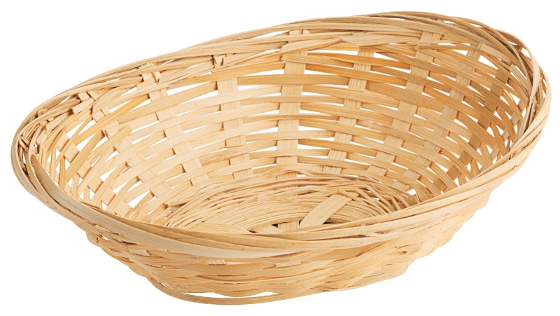 Bambuskorb, oval, aus naturhellem Bambus, 20 x 15,5 x 7 cm