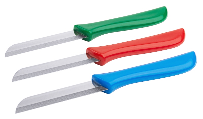 Küchenmesser mit rotem Griff, glatt, Klingenlänge: 7 cm, L: 16 cm