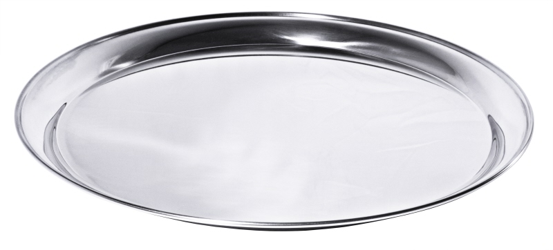 Serviertablett, rund, gebördelter Rand, Edelstahl, D: 40 cm, H: 2,2 cm