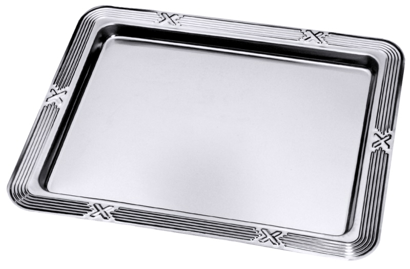 GN-Tablett 1/2 mit Dekor-Rand, Edelstahl, 32,5 x 26,5 x 1,5 cm