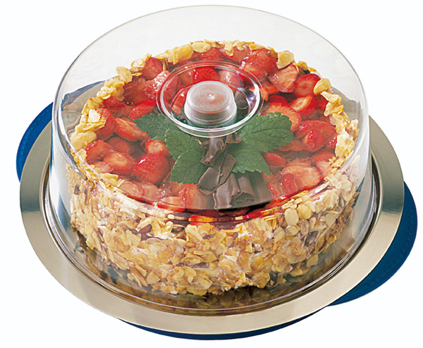 Thermo Tablett-Set D: ca. 35 cm, H: 15 cm, 5-teilig, rund, 18/0 Edelstahl, Kunststoffhaube