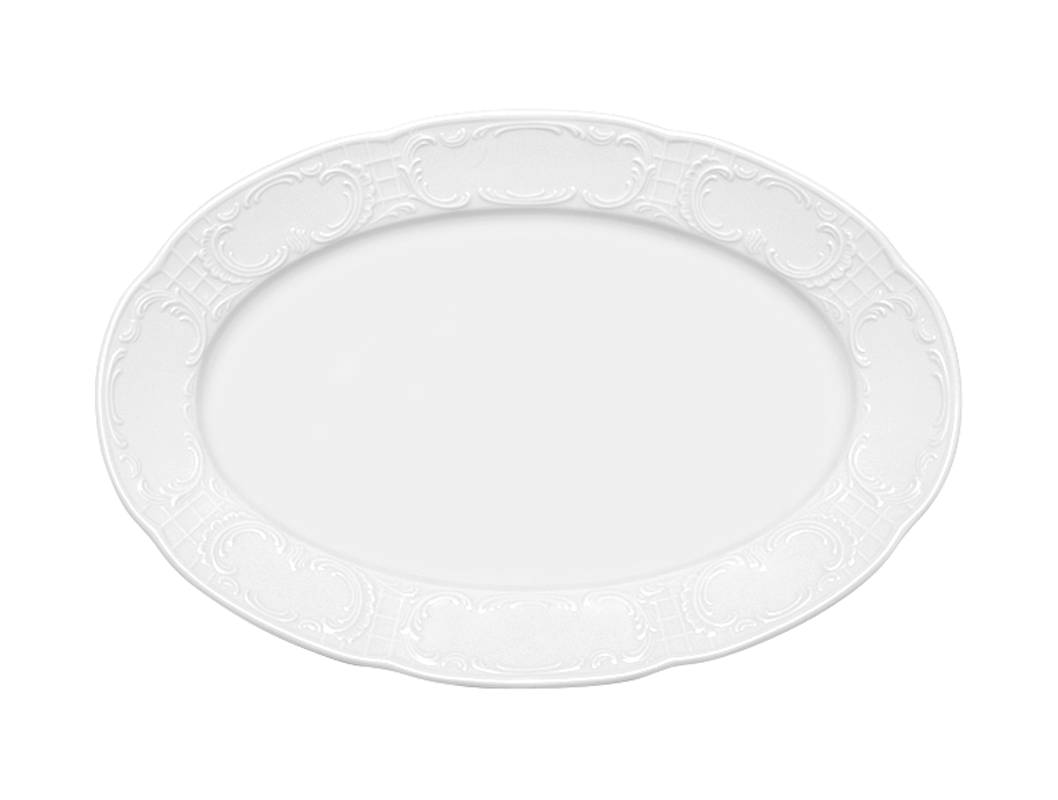 Bauscher, Mozart - Platte oval Fahne 32, weiss, uni, 31,6 x 21 cm