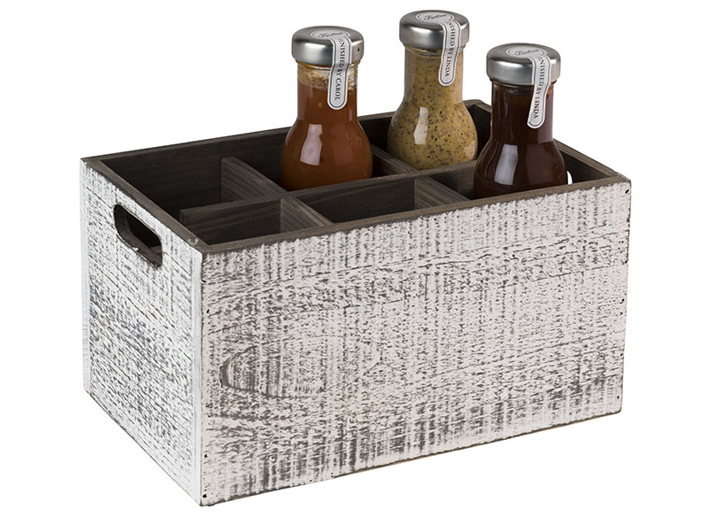 Table Caddy VINTAGE 27 x 17 x 16 cm, Holz: weiss, 6 Fächer 7 x 7,5 cm