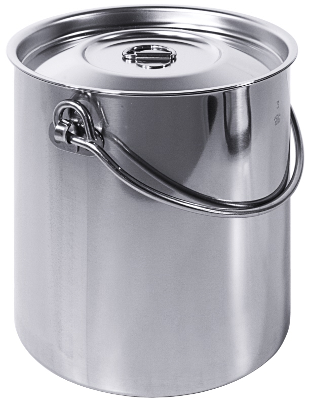 Eimer mit Deckel, zylindrisch, I: 3 ltr., D: 15,5 cm, H: 18 cm, Edelstahl
