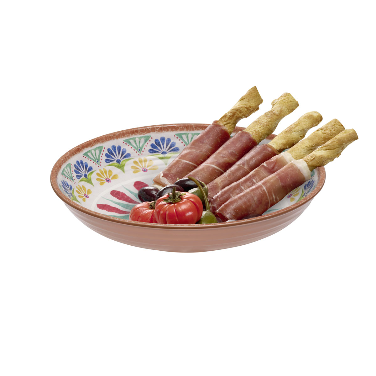 Schale ARABESQUE, Melamin, D: 22,5 cm, H: 4,5 cm, I: 0,7 ltr., innen: Dekor, aussen: Terrakottaoptik