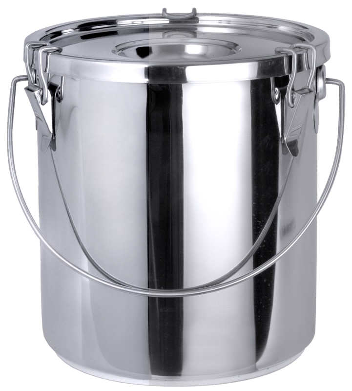 Transporteimer mit Deckel, I: 6,5 ltr., D: 24 cm, H: 16 cm, Edelstahl