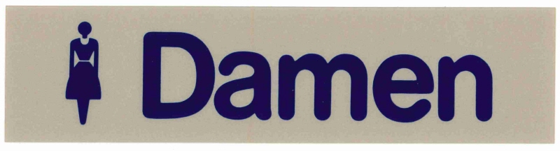 Wortschild DAMEN, Hartplastik, selbstklebend, 16 x 4 cm