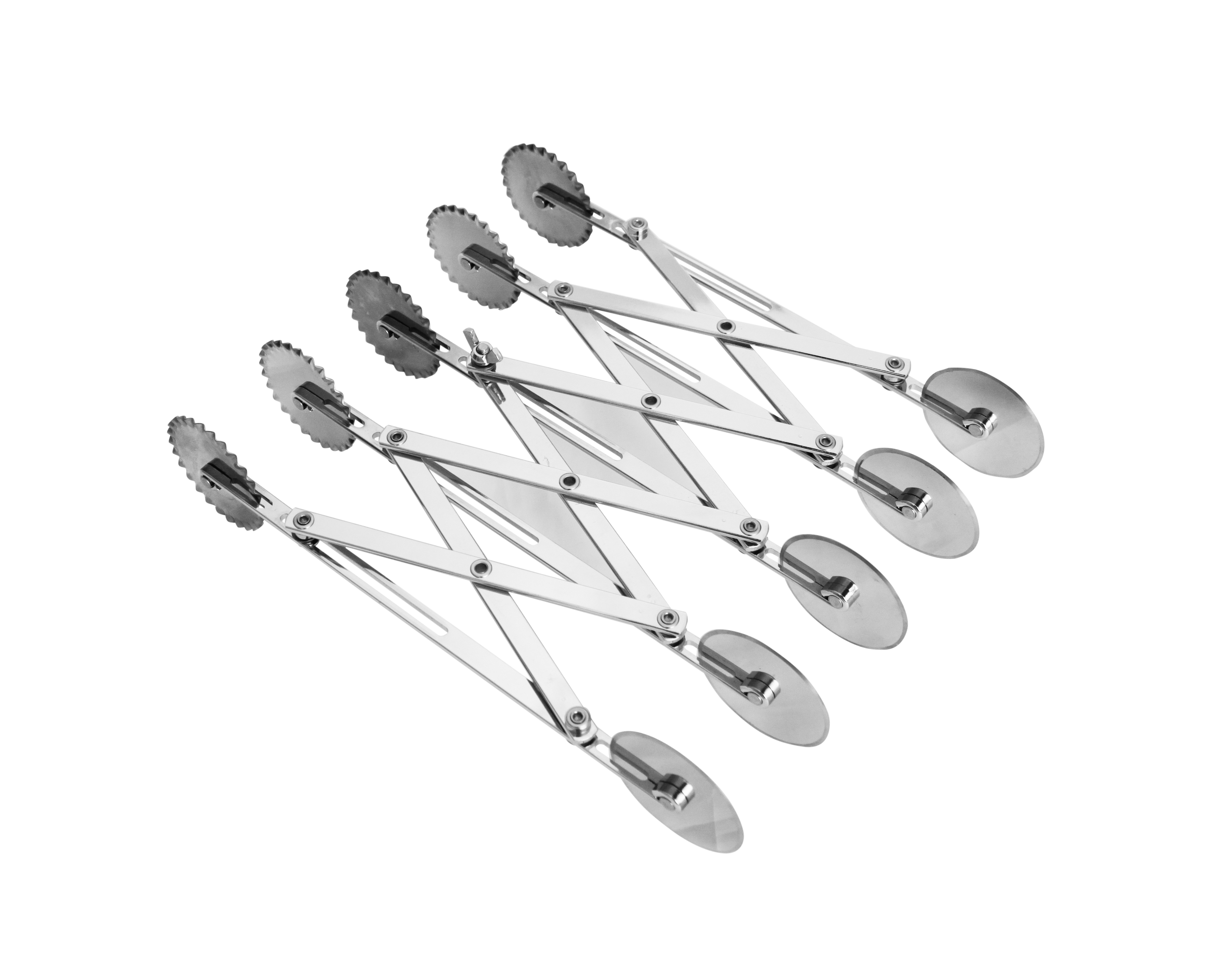 Teigschneider, doppelt, 5 Rädchen rund und gezackt