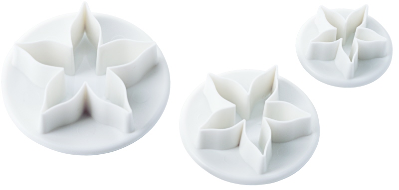 Fondantausstecher Sternfrucht, 3 Teile, weißes PP, D: 3/4,2/5 cm