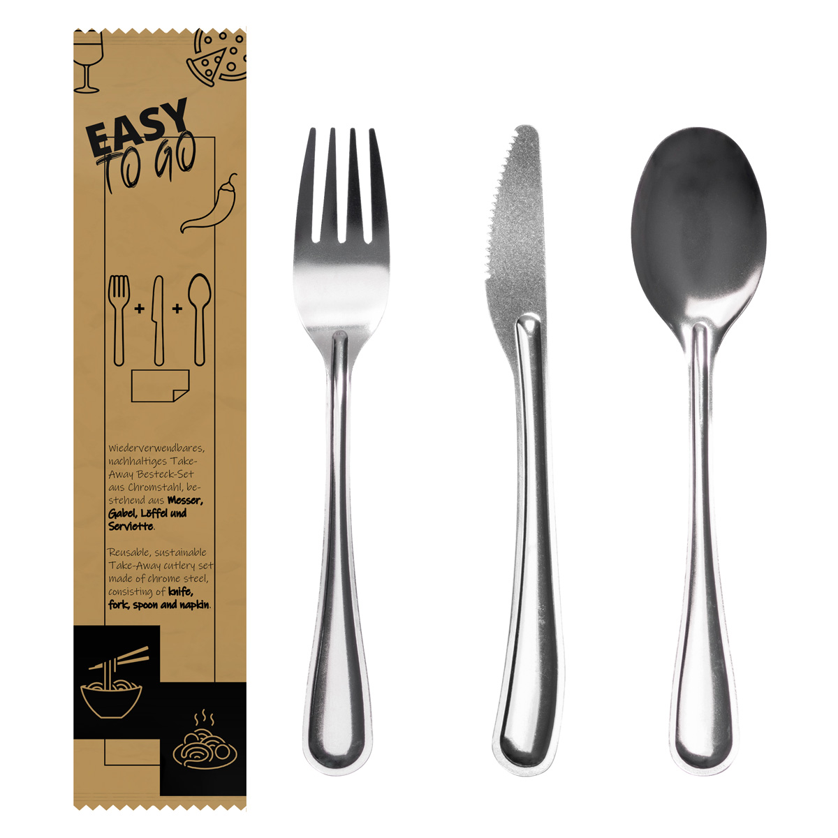 Solex, Easy To Go - Besteckset 18/0 Chromstahl, 4-teilig (1 Karton = 500 Sets)