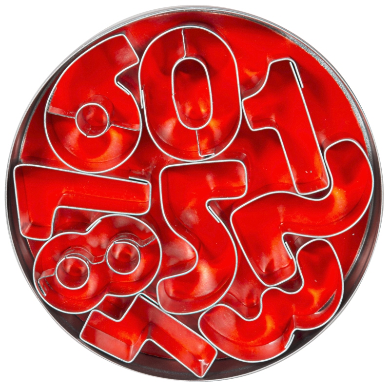 Ausstechformen Zahlen Set mit Ziffern 0-8, Weißblech, B: 15 - 25 mm, H: 35 - 40 mm