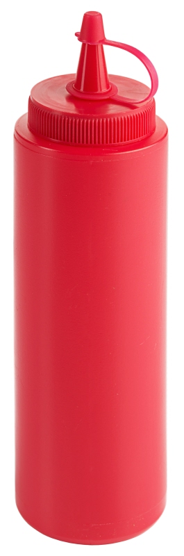 Quetschflasche rot, I: 0,25 ltr., D: 5 cm, H: 19 cm, PE