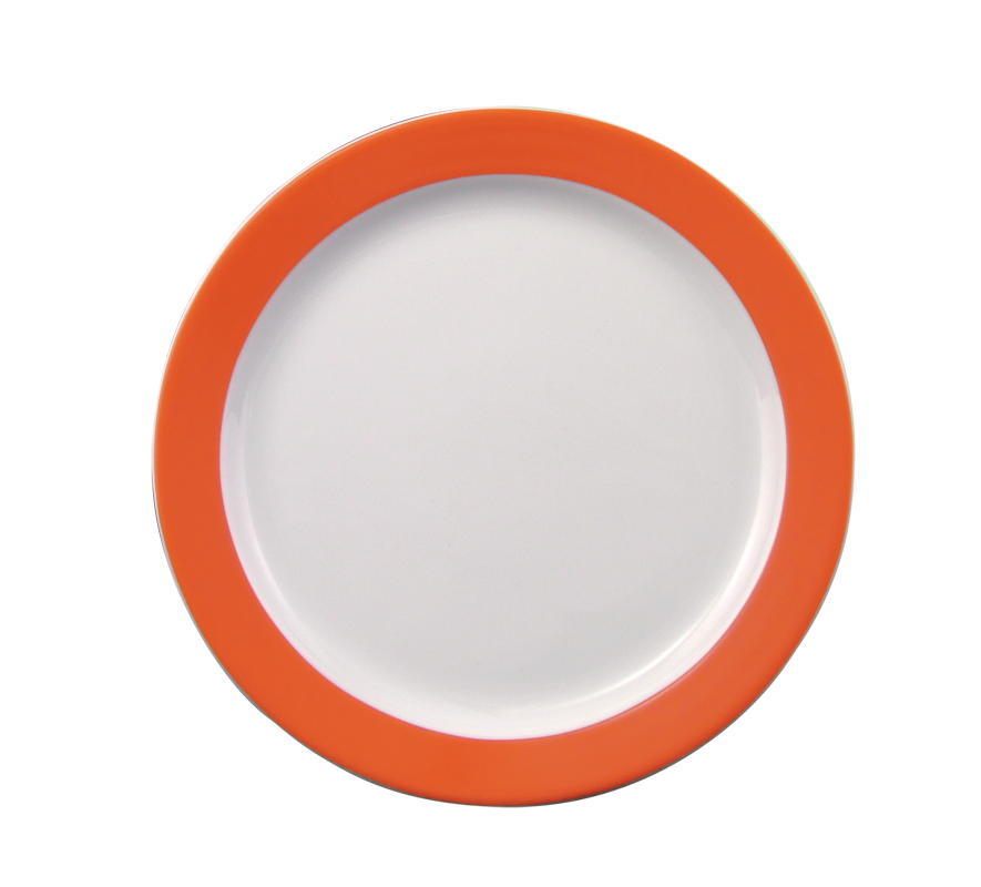Eschenbach, Color - Dessert-, Vorspeisen-Teller, flach Fahne, weiss/ orange, 24 cm