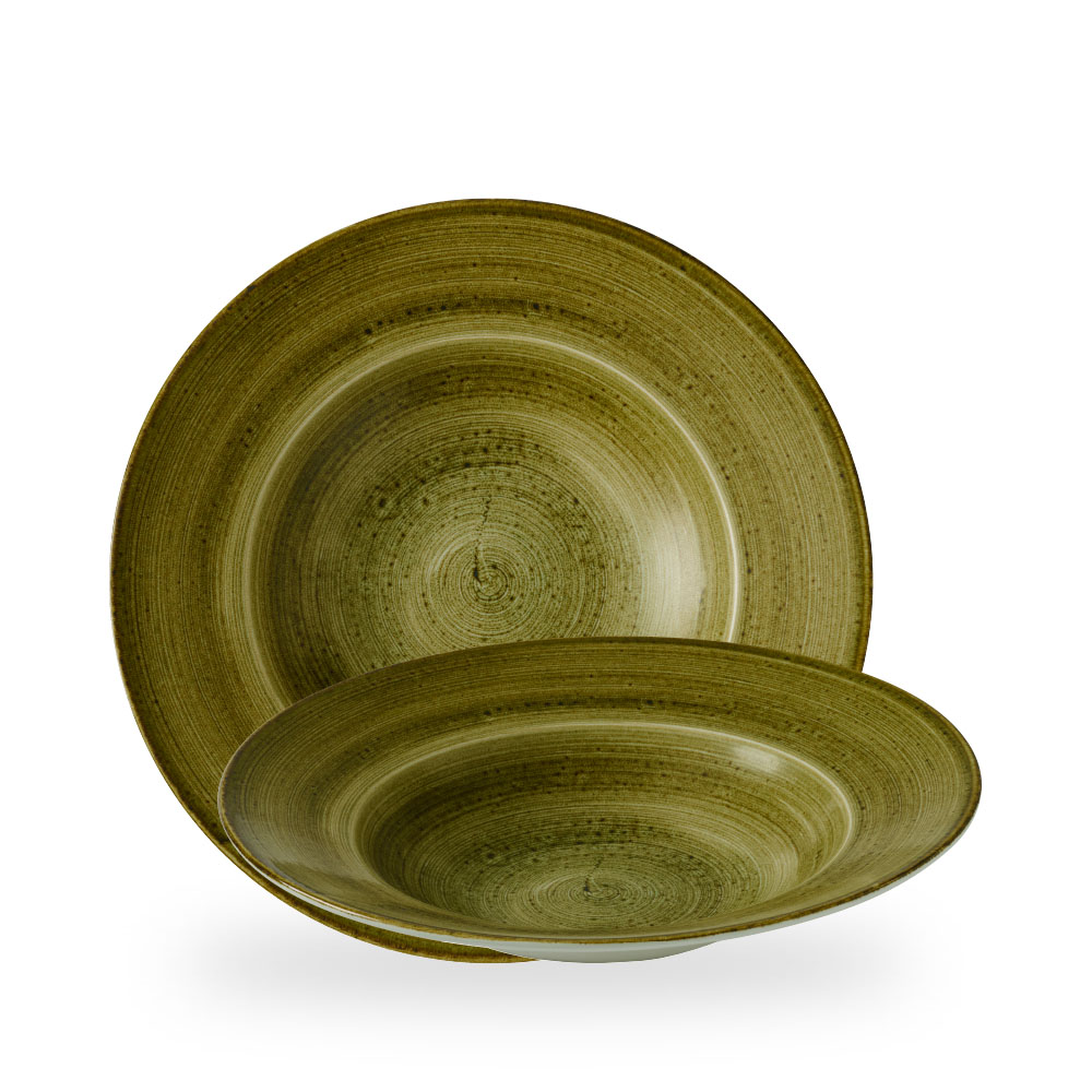Churchill, Stonecast Plume : Olive - Teller tief breite Fahne, 28 cm/ 0,47 ltr.