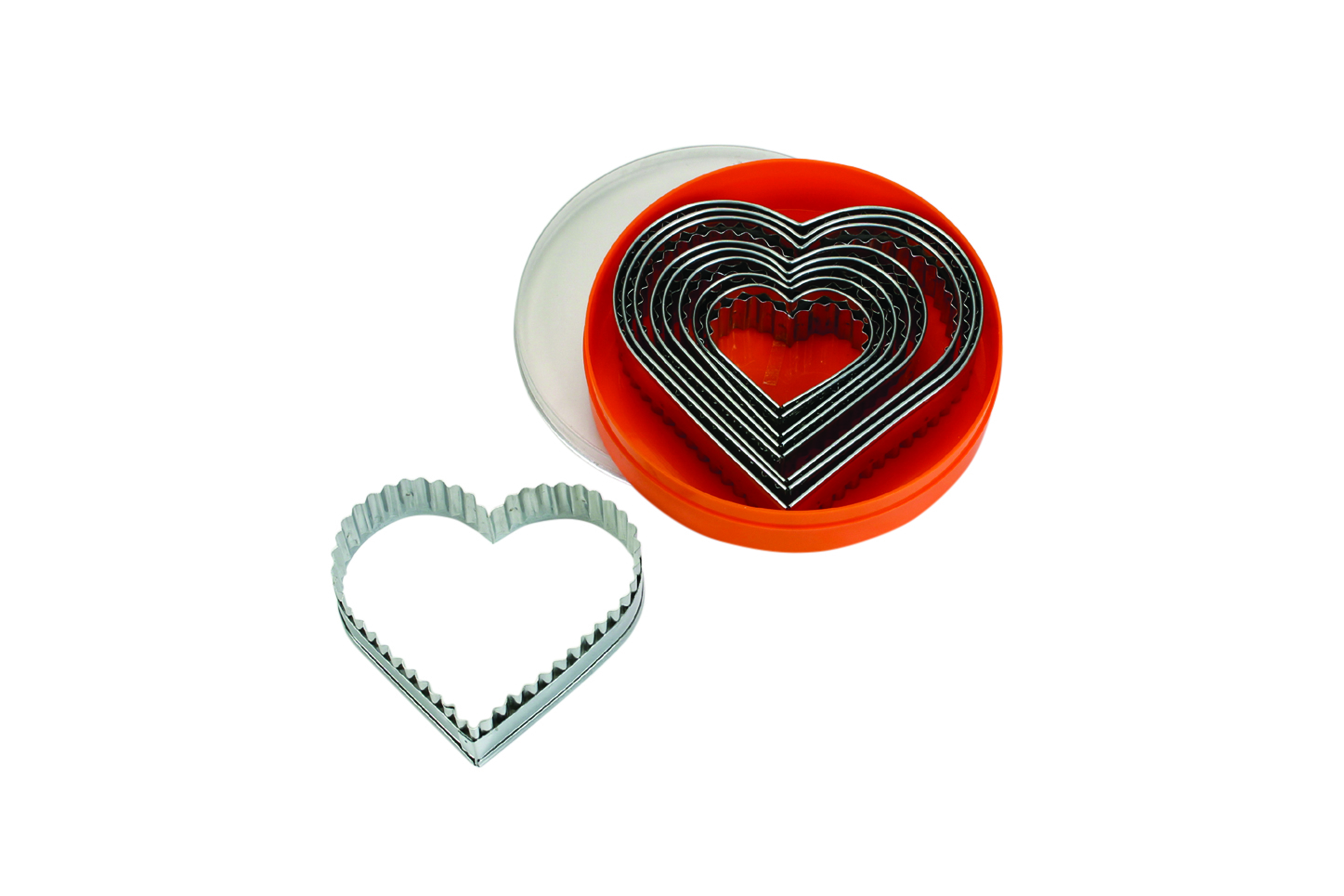 Ausstechersatz Herz, gezackt 9-tlg. Edelstahl, Materialstärke: 0,4 - 0,5 mm