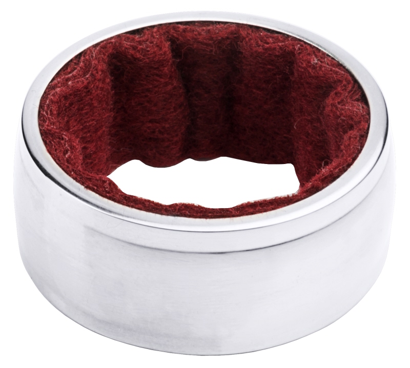 Tropfenfänger für Flaschen, verchromter Messing, Filzeinlage, B: 2 cm, D: 4 cm