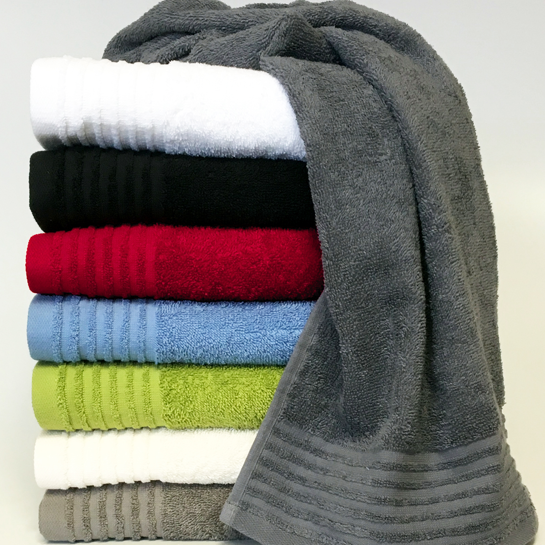 Hamburg - Uni- Walkfrottier mit 6-Streifen-Webbordüre, 400 g/ m²