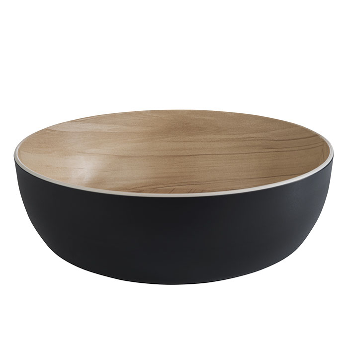 Schale FRIDA, D: 30 cm, H: 9,5 cm, Melamin, innen: Holzoptik