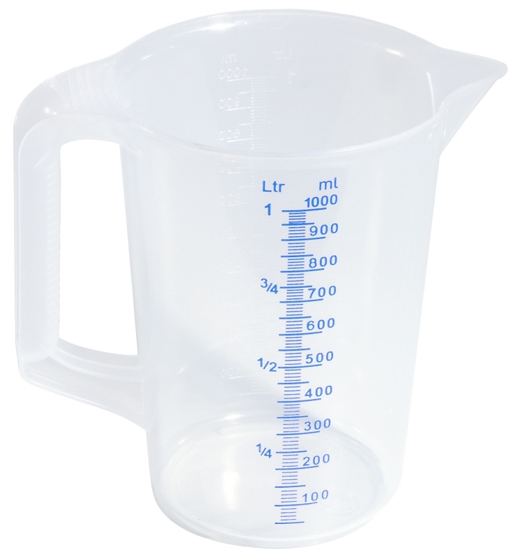 Messbecher transparent, I: 1 ltr., D: 11,5 cm, H: 17 cm, PP