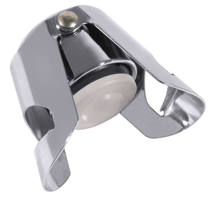 Sektflaschenverschluss, mit Gummiring, Edelstahl, D: 2,8 cm, L: 8,5 cm