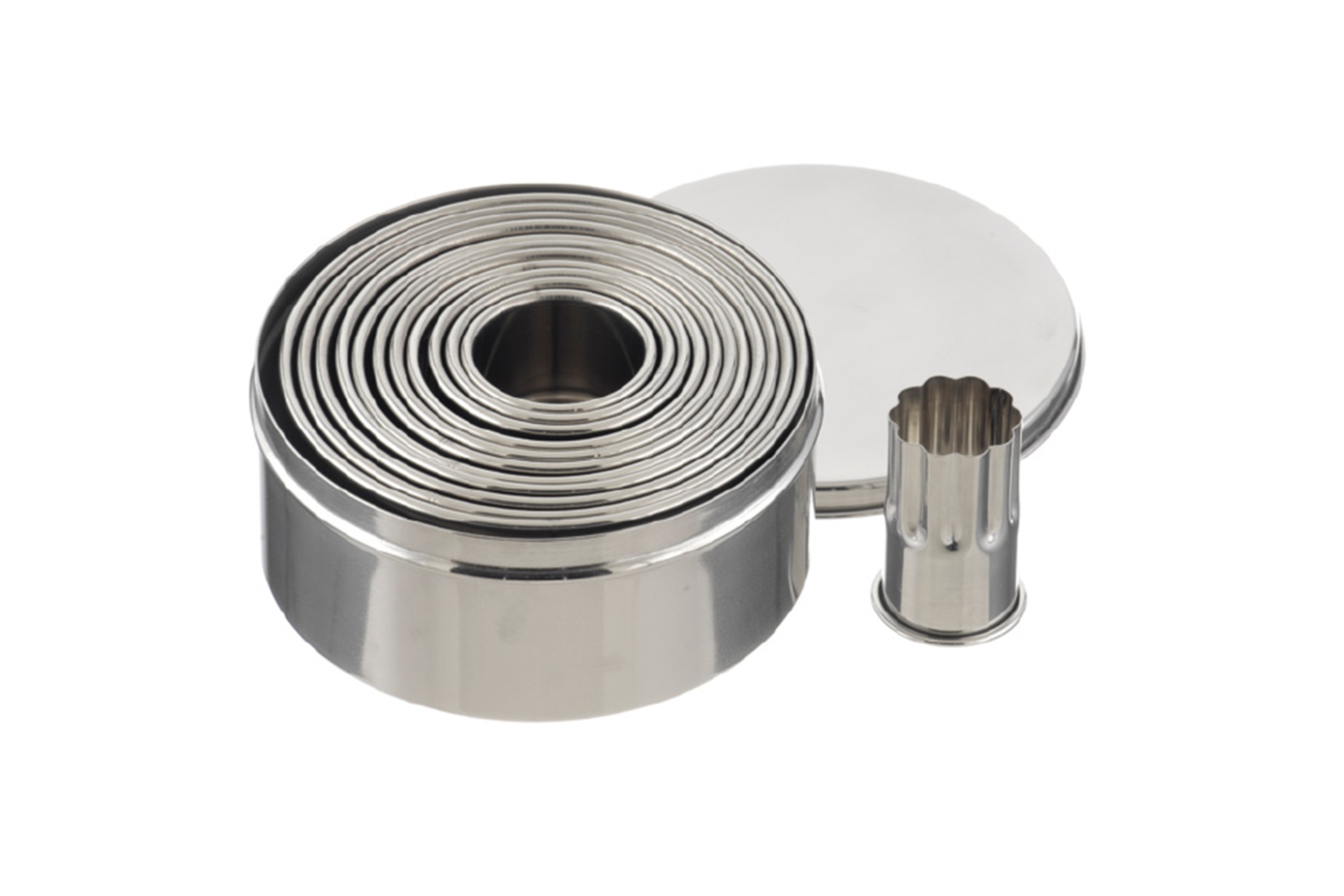 Ausstechersatz rund, gezackt, 12-tlg. Edelstahl, Materialstärke: 0,4 mm