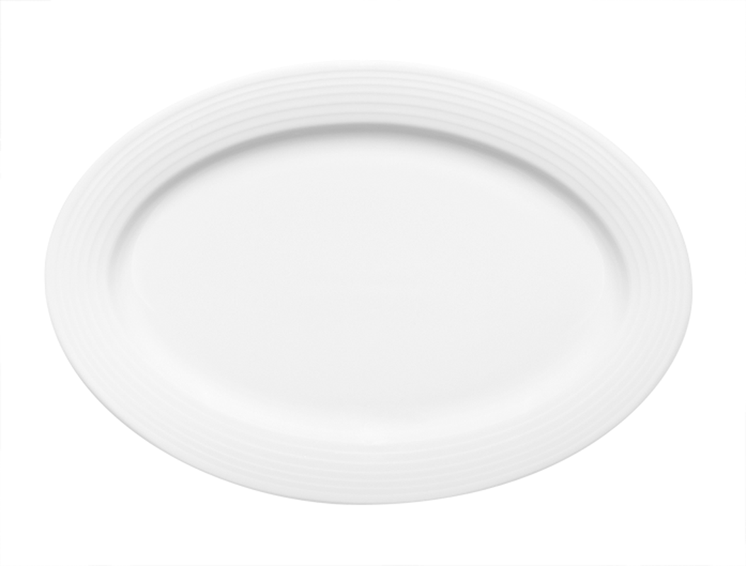 Bauscher, Dialog - Platte oval Fahne, weiss, uni, 26 cm