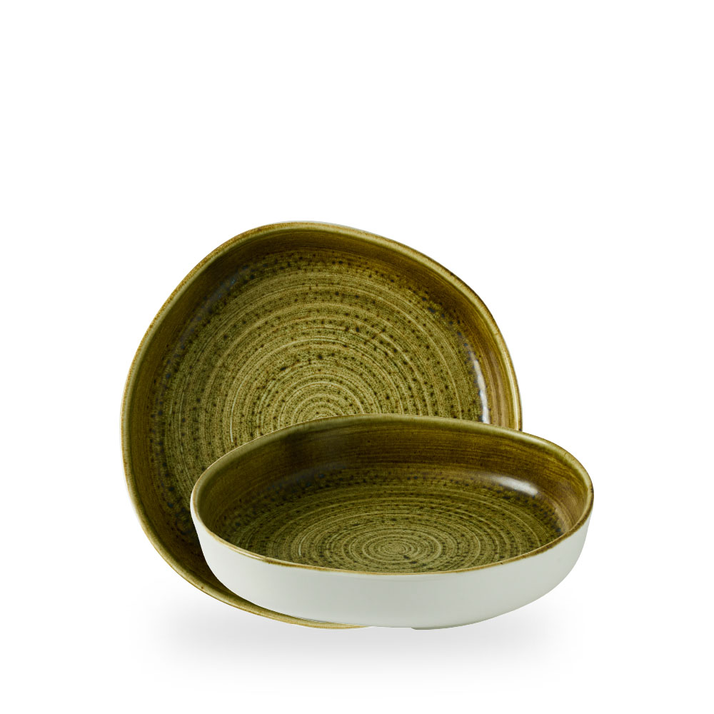 Churchill, Stonecast Plume : Olive - Teller tief organisch m. erhöhten Rand, 23 x 4,5 cm