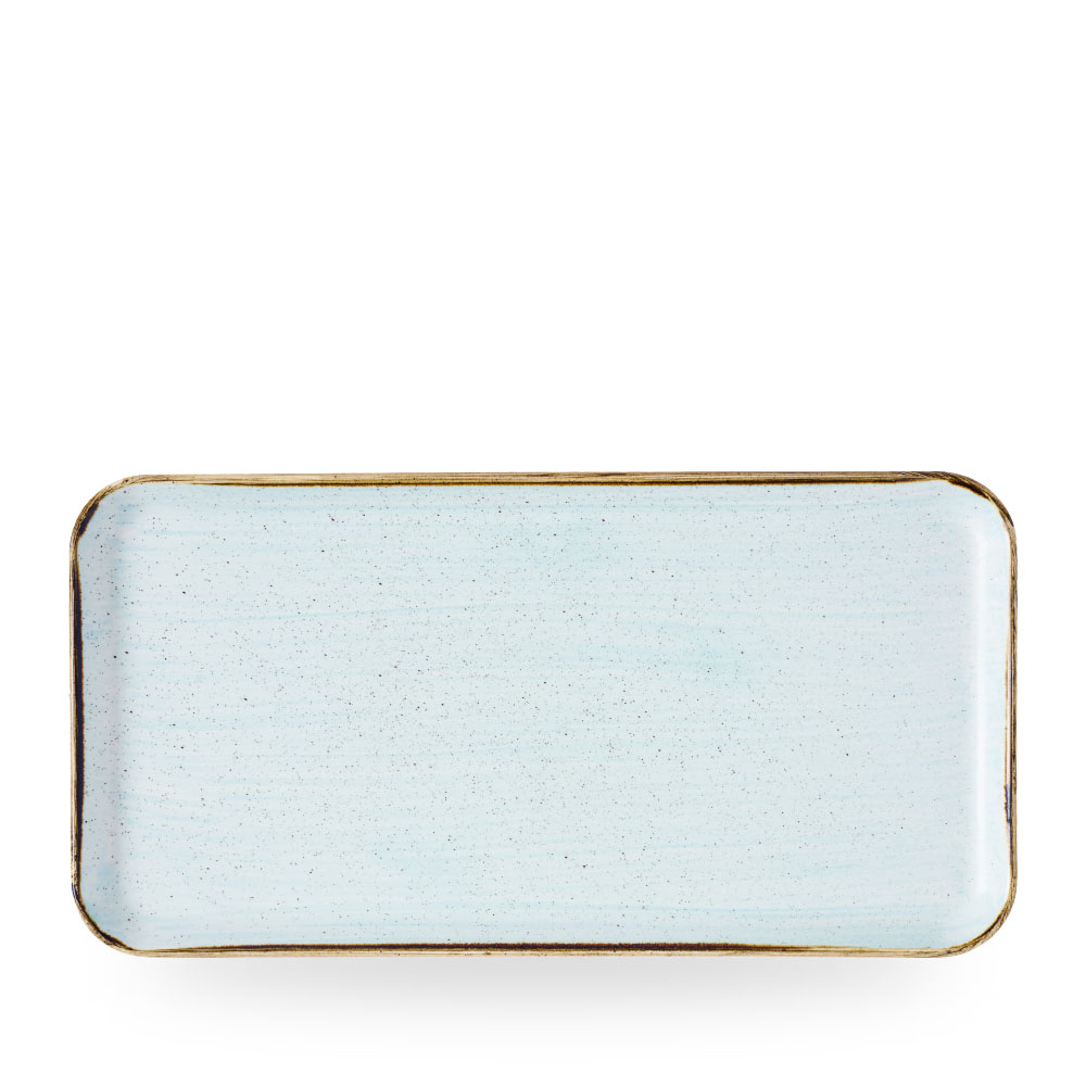 Churchill, Stonecast : Duck Egg Blue - Flared Platte rechteckig 35 x 18 cm
