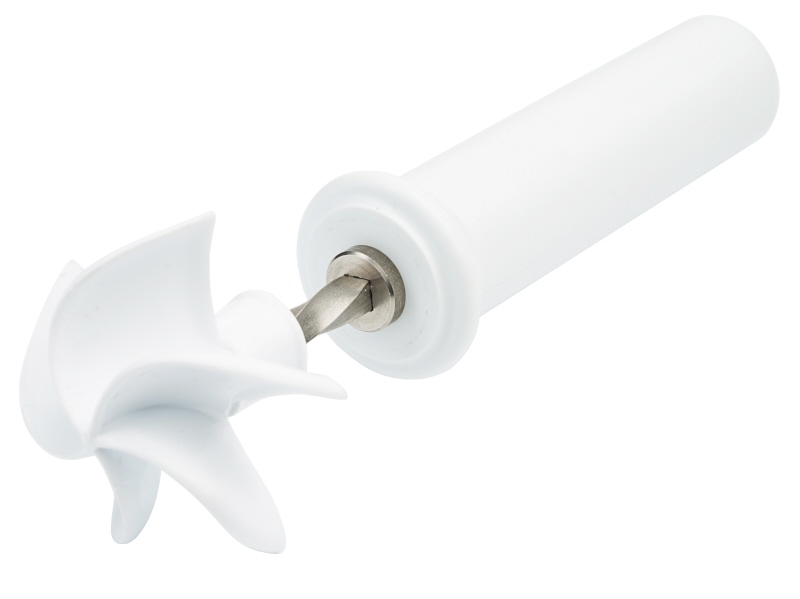 Kaisersemmeldrücker, weißer Kunststoff, L: 20 cm, D: 6,5 cm