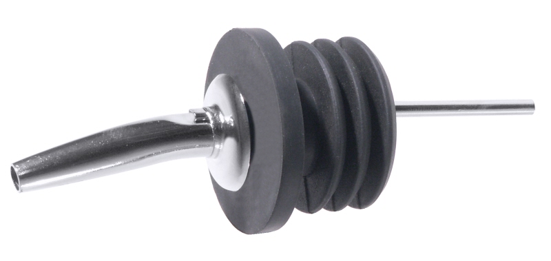 Flaschenausgießer, groß, Gummi-Pfropfen, Edelstahl, L: 11 cm, D: 4 cm