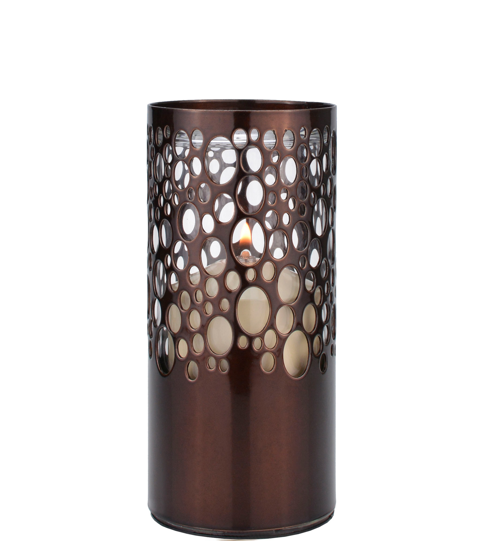 Tischlampe Sub Big 80K, Lampenkörper: flammbraun rund, Glaszylinder: klar, Höhe: 15 cm