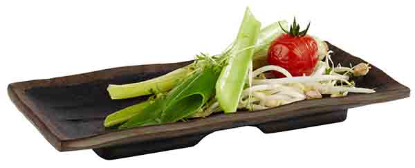 Tablett MARONE 19,5 x 9,5 cm, H: 2 cm, Melamin, schwarz, brauner Rand