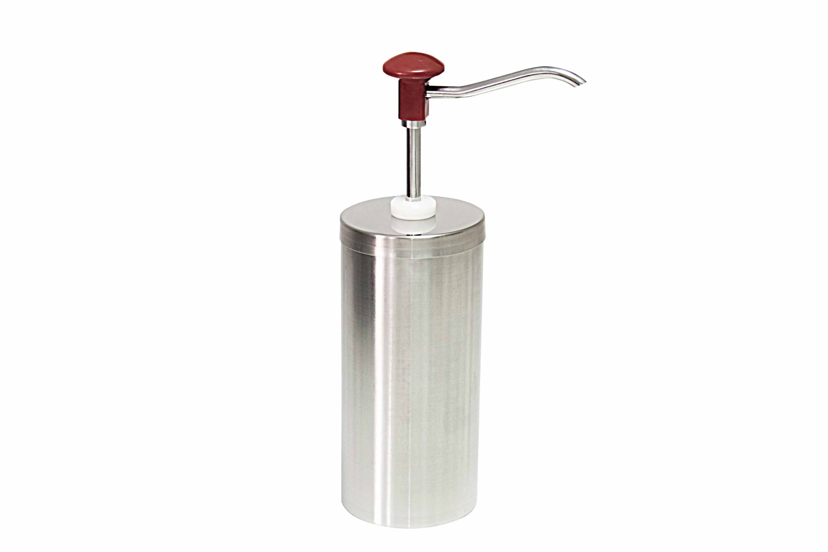 Dosierspender rund, Edelstalh, 1-fach rot, Inh. 2,25 ltr., 107 x 107 x 358 mm