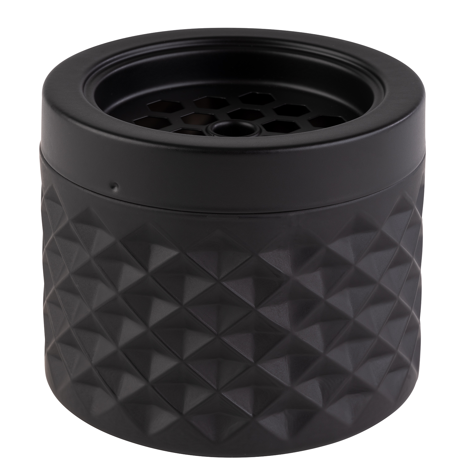 Windaschenbecher gefrostet, Metall, Glas, D: 9,5 cm, H: 8 cm, Farbe: matt-schwarz/ gefrostet