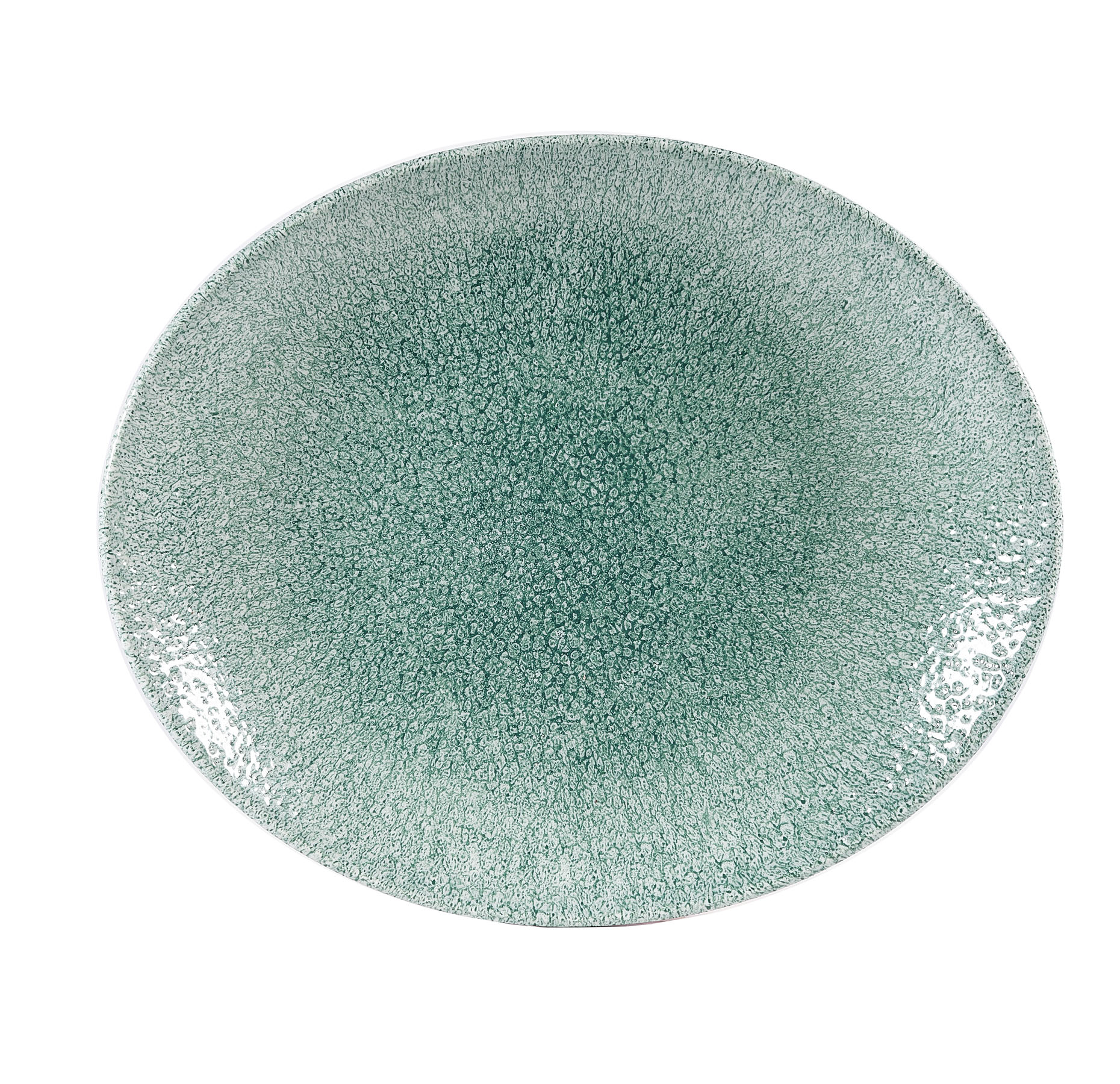 Churchill, Raku : Jade Green - Teller oval Coup, 31,7 x 25,5 cm