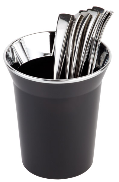 Tischreste / Besteckbehälter TOP CHROME, D: 13 cm, H: 15 cm SAN, schwarz