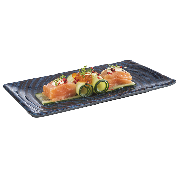 Tablett / Sushiboard LOOPS, 23,5 x 13,5 cm, H: 1,5 cm, Melamin, innen: Dekor, dunkelblau