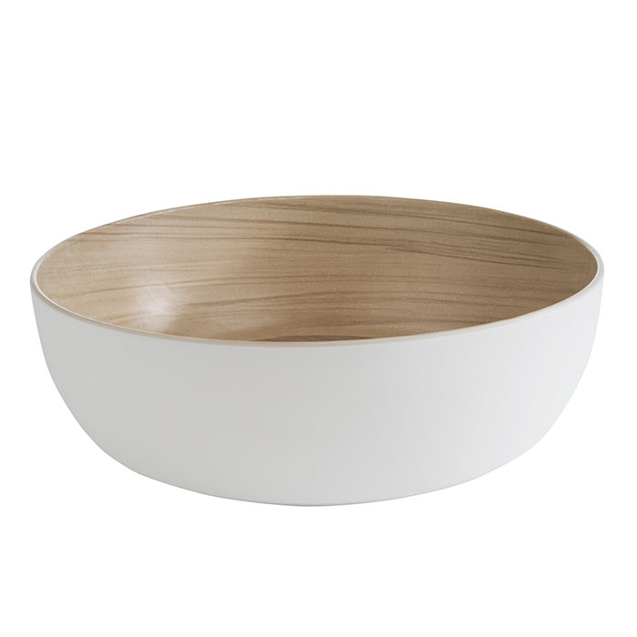 Schale FRIDA, D: 30 cm, H: 9,5 cm, Melamin, innen: Holzoptik