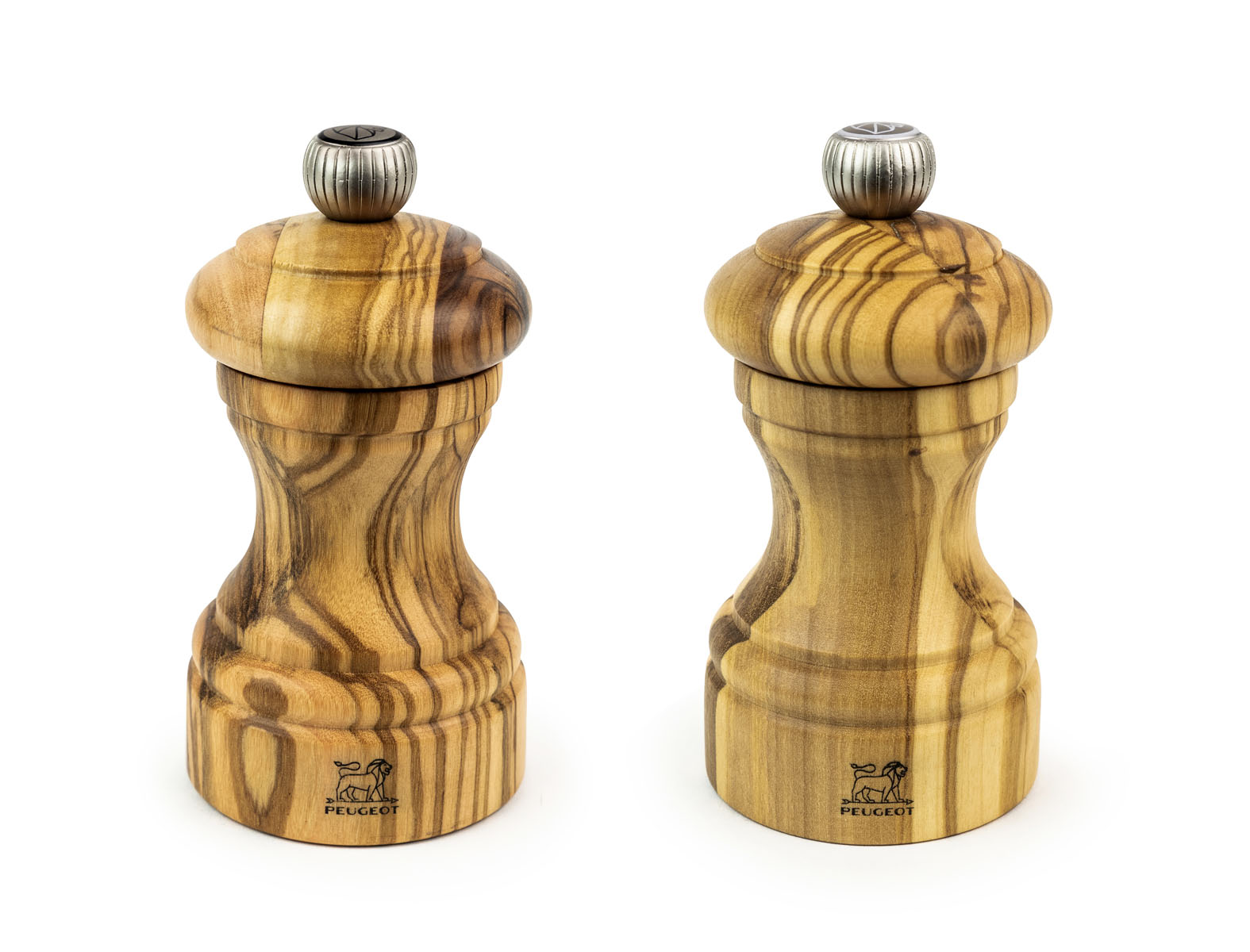 Peugeot : Bistro Duo  - Pfeffer- und Salzmühle, manuelle Olivenholz-Mühle, Größe: 10 cm, Farbe: olive