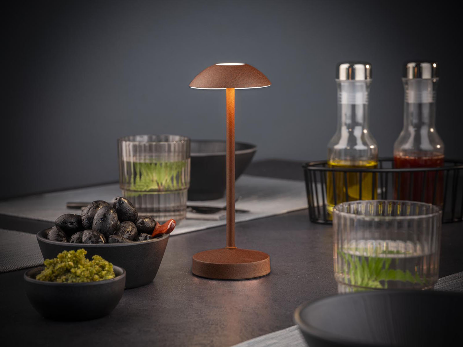 Tischleuchte ALVA, Metall, Farbe: rostfarben, 1x LED 1,0 W / 100 lm, dimmbar in 3 Stufen, D: 8 cm, H: 20 cm