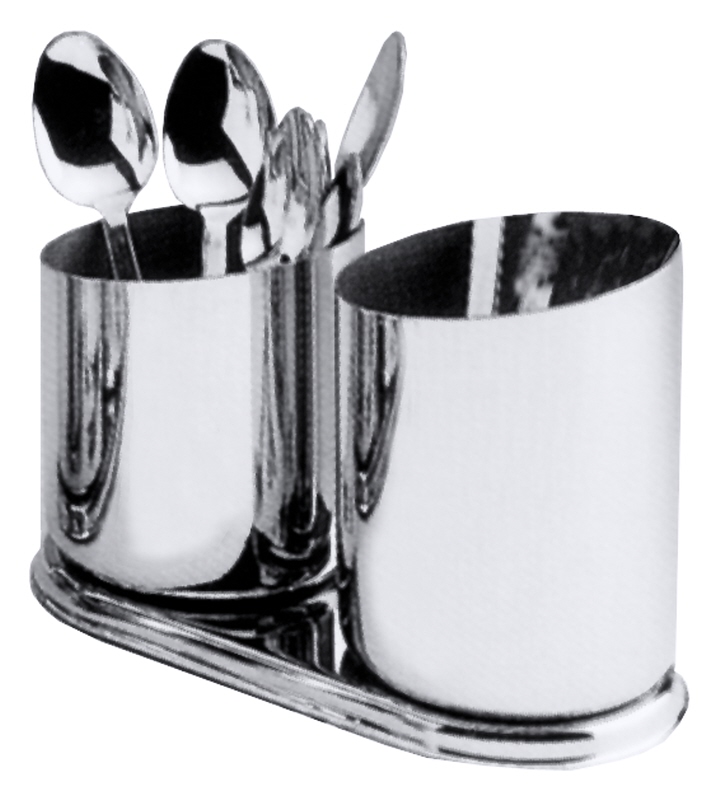 Besteckhalter mit zwei Bechern, fest fixiert, Edelstahl, 16,5 x 8 x 10,5 cm