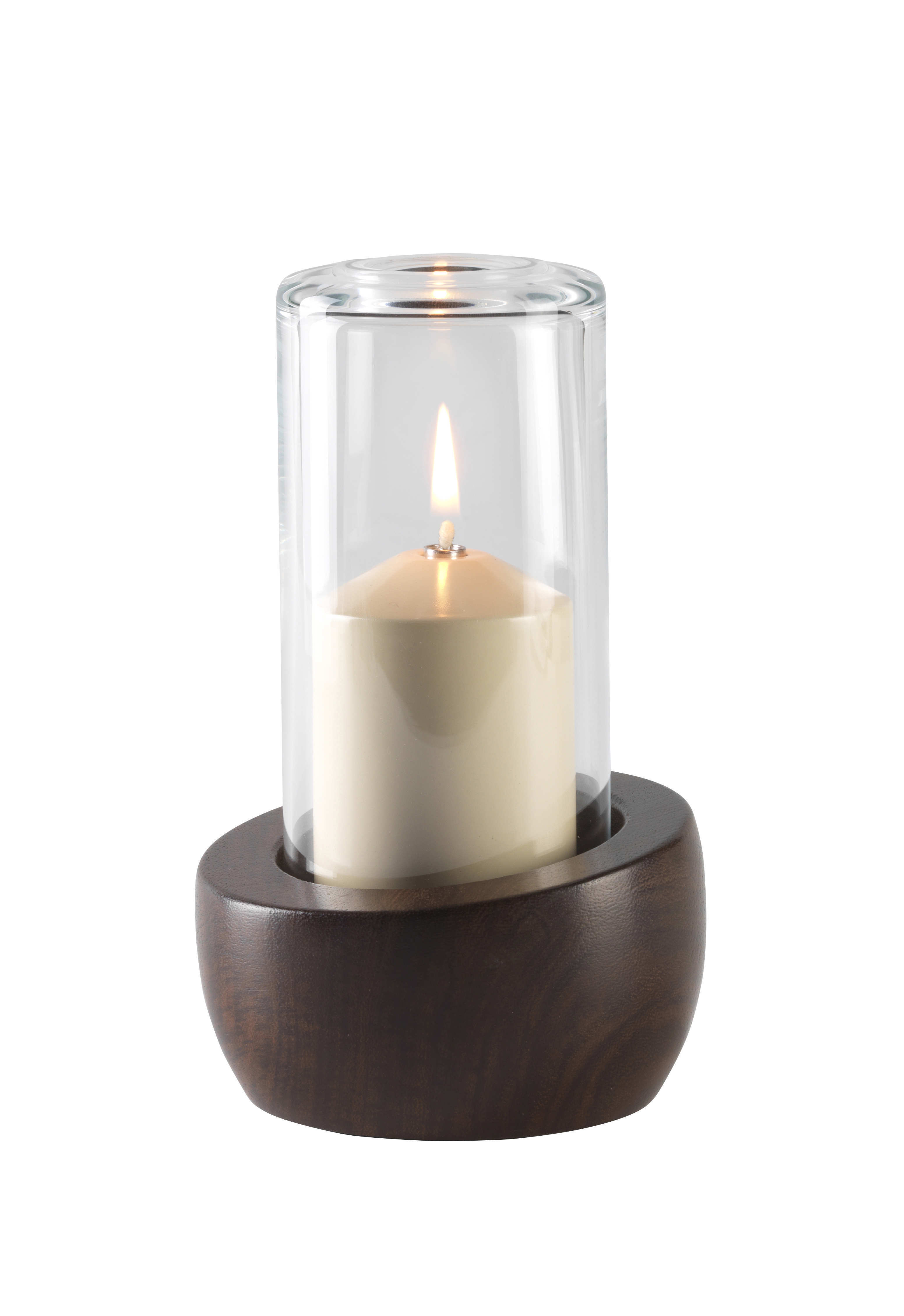 Tischlampe Mori 60A, Lampenkörper: braun, Glaszylinder: klar, Höhe: 15,5 cm