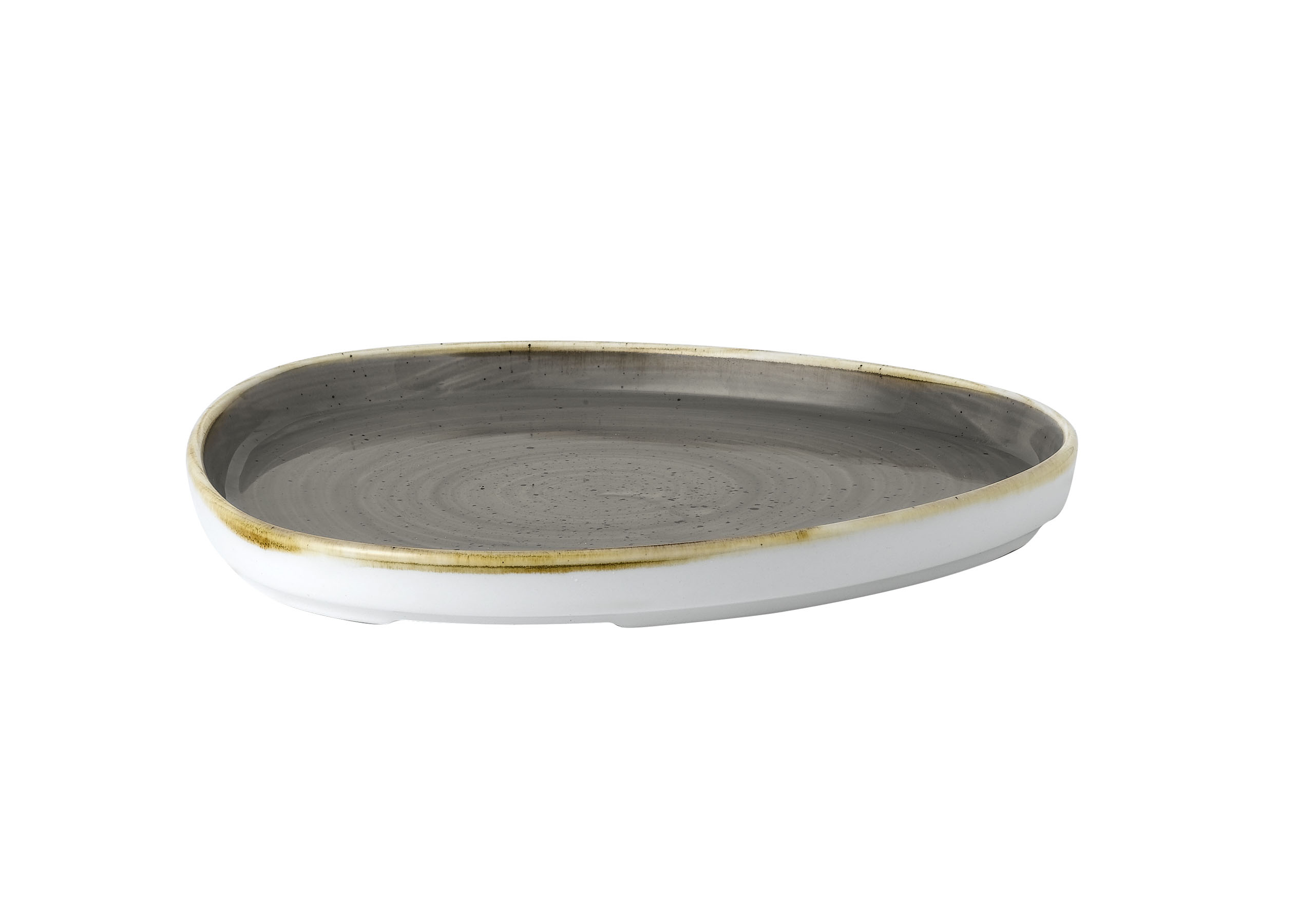 Churchill, Stonecast : Peppercorn Grey - Teller flach dreieckig m. erhöhten Rand, 20 x 2 cm